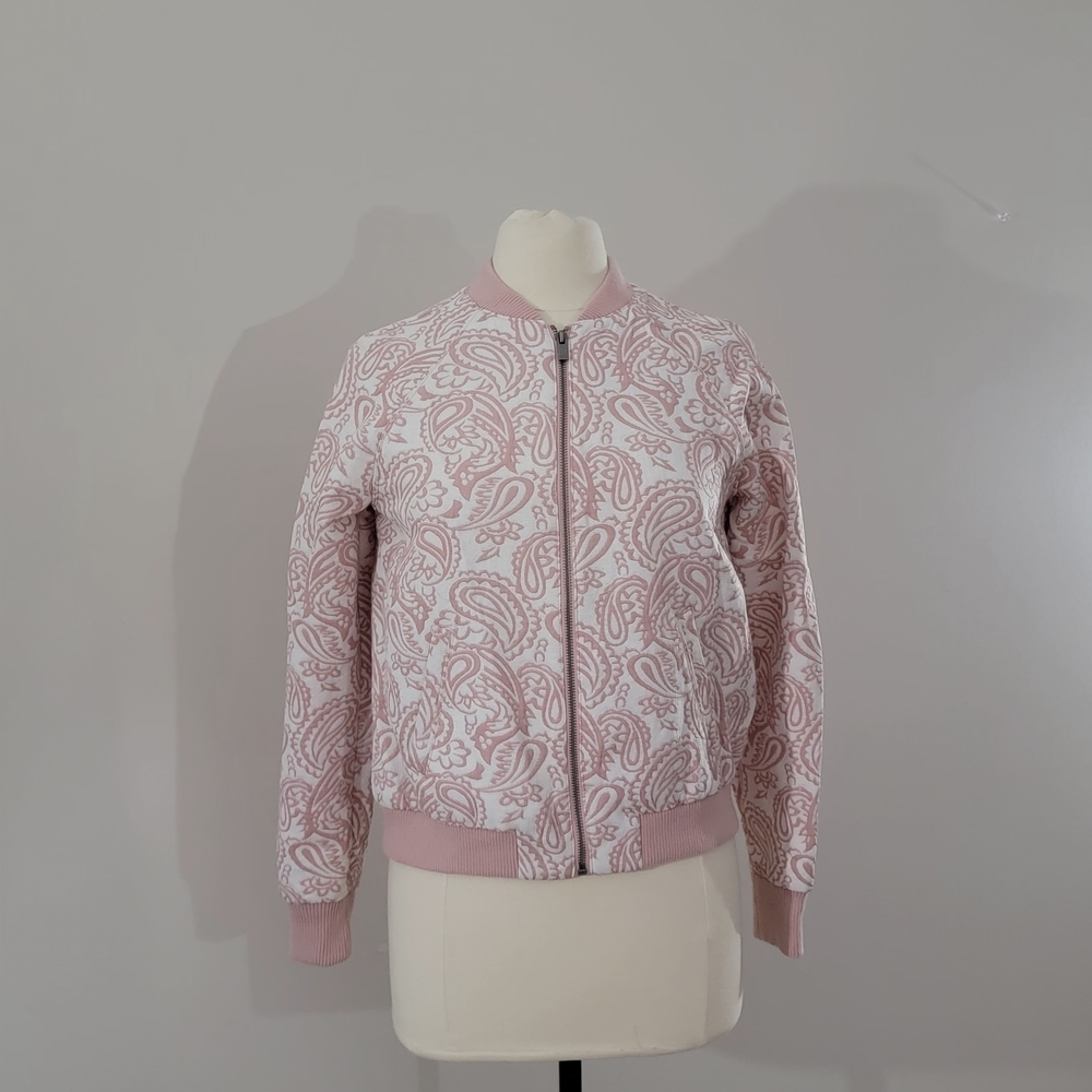 Victoria Beckham Light Pink Paisley Bomber Jacket